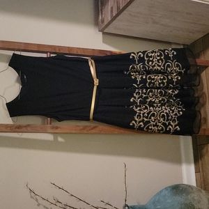 R&K Black and Gold Party Dress - Size 16